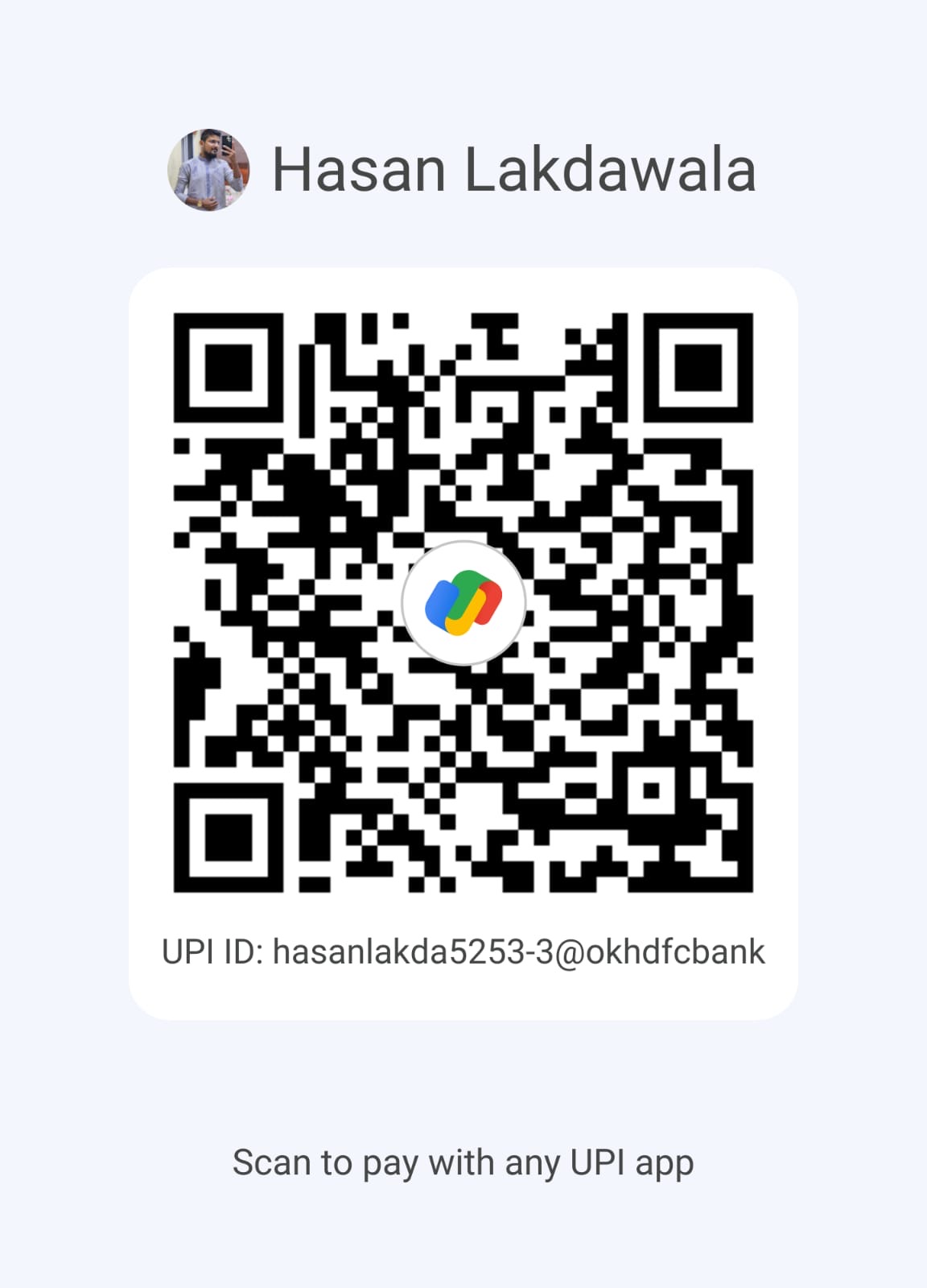 UPI payment QR — Hasan Lakdawala